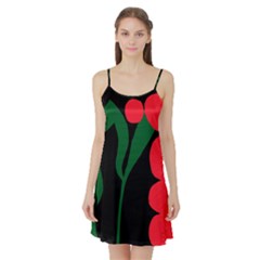 Illustrators Portraits Plants Green Red Polka Dots Satin Night Slip by Mariart