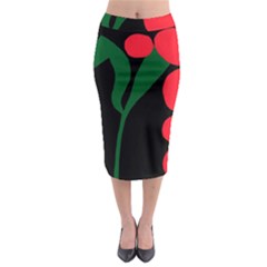 Illustrators Portraits Plants Green Red Polka Dots Midi Pencil Skirt by Mariart