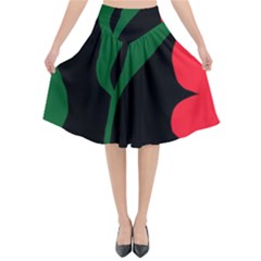 Illustrators Portraits Plants Green Red Polka Dots Flared Midi Skirt