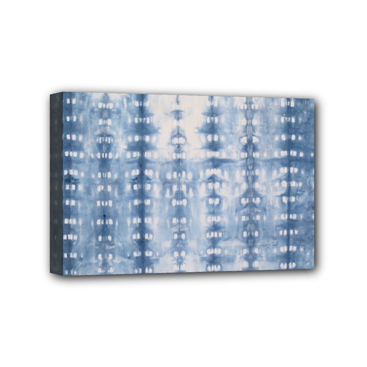 Indigo Grey Tie Dye Kaleidoscope Opaque Color Mini Canvas 6  x 4 