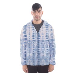 Indigo Grey Tie Dye Kaleidoscope Opaque Color Hooded Wind Breaker (men) by Mariart