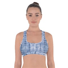 Indigo Grey Tie Dye Kaleidoscope Opaque Color Cross Back Sports Bra by Mariart