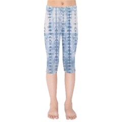 Indigo Grey Tie Dye Kaleidoscope Opaque Color Kids  Capri Leggings 