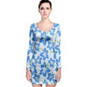 Hibiscus Flowers Seamless Blue Long Sleeve Bodycon Dress View1