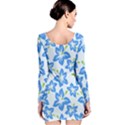 Hibiscus Flowers Seamless Blue Long Sleeve Bodycon Dress View2