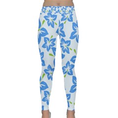 Hibiscus Flowers Seamless Blue Classic Yoga Leggings