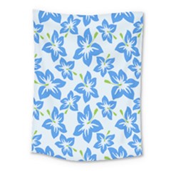 Hibiscus Flowers Seamless Blue Medium Tapestry by Mariart