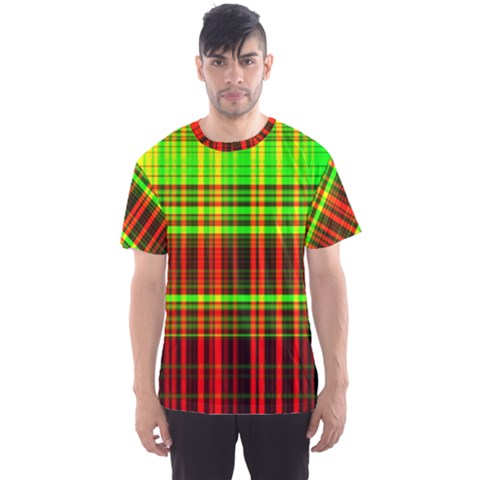 Line Light Neon Red Green Men s Sports Mesh Tee by Mariart