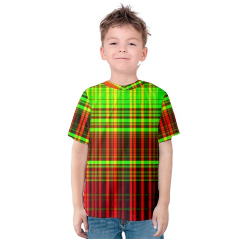 Line Light Neon Red Green Kids  Cotton Tee by Mariart