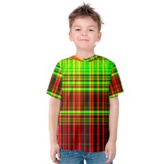 Line Light Neon Red Green Kids  Cotton Tee