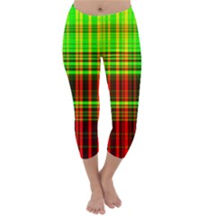 Line Light Neon Red Green Capri Winter Leggings 