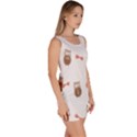 Insulated Owl Tie Bow Scattered Bird Sleeveless Bodycon Dress View3