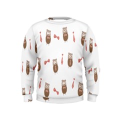 Insulated Owl Tie Bow Scattered Bird Kids  Sweatshirt by Mariart