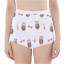 Insulated Owl Tie Bow Scattered Bird High-Waisted Bikini Bottoms View1