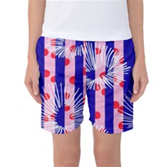 Line Vertical Polka Dots Circle Flower Blue Pink White Women s Basketball Shorts by Mariart