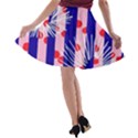 Line Vertical Polka Dots Circle Flower Blue Pink White A-line Skater Skirt View2