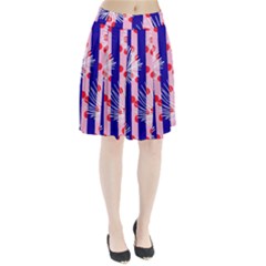 Line Vertical Polka Dots Circle Flower Blue Pink White Pleated Skirt by Mariart