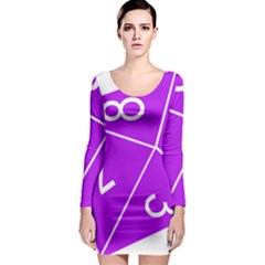 Number Purple Long Sleeve Bodycon Dress