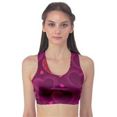 Love Heart Polka Dots Pink Sports Bra by Mariart