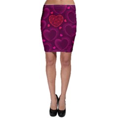 Love Heart Polka Dots Pink Bodycon Skirt