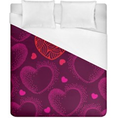 Love Heart Polka Dots Pink Duvet Cover (california King Size) by Mariart