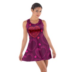 Love Heart Polka Dots Pink Cotton Racerback Dress