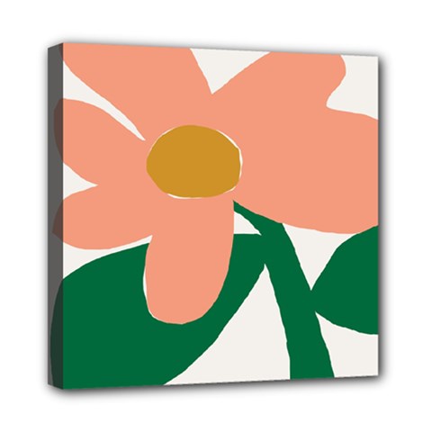 Peach Sunflower Flower Pink Green Mini Canvas 8  X 8  by Mariart