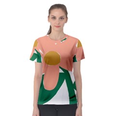 Peach Sunflower Flower Pink Green Women s Sport Mesh Tee