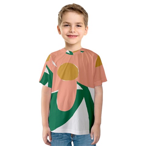 Peach Sunflower Flower Pink Green Kids  Sport Mesh Tee by Mariart