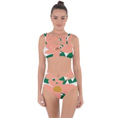 Peach Sunflower Flower Pink Green Bandaged Up Bikini Set 