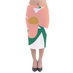 Peach Sunflower Flower Pink Green Velvet Midi Pencil Skirt