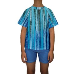 Line Tie Dye Green Kaleidoscope Opaque Color Kids  Short Sleeve Swimwear