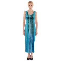 Line Tie Dye Green Kaleidoscope Opaque Color Fitted Maxi Dress by Mariart