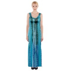 Line Tie Dye Green Kaleidoscope Opaque Color Maxi Thigh Split Dress by Mariart