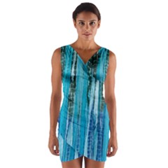 Line Tie Dye Green Kaleidoscope Opaque Color Wrap Front Bodycon Dress