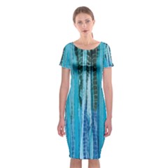 Line Tie Dye Green Kaleidoscope Opaque Color Classic Short Sleeve Midi Dress