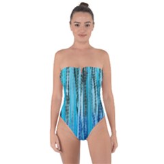 Line Tie Dye Green Kaleidoscope Opaque Color Tie Back One Piece Swimsuit