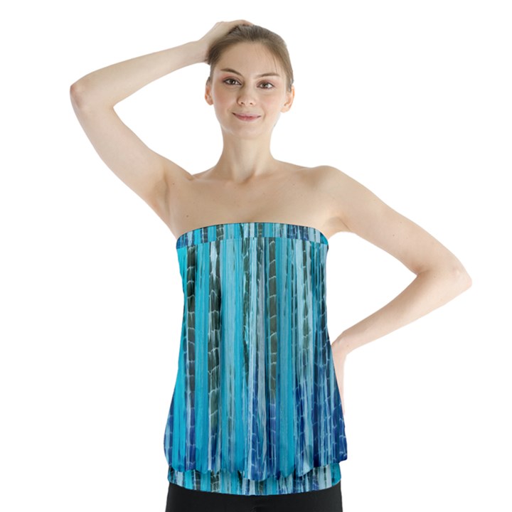 Line Tie Dye Green Kaleidoscope Opaque Color Strapless Top