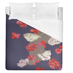 Original Butterfly Carnation Duvet Cover (queen Size) by Mariart