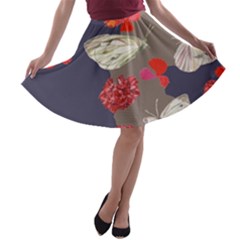 Original Butterfly Carnation A-line Skater Skirt