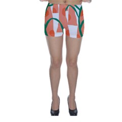 Portraits Plants Carrot Polka Dots Orange Green Skinny Shorts by Mariart