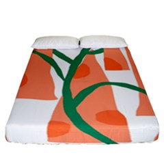 Portraits Plants Carrot Polka Dots Orange Green Fitted Sheet (california King Size) by Mariart