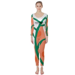 Portraits Plants Carrot Polka Dots Orange Green Long Sleeve Catsuit by Mariart