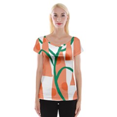 Portraits Plants Carrot Polka Dots Orange Green Cap Sleeve Tops by Mariart