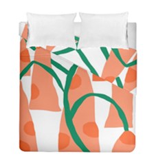 Portraits Plants Carrot Polka Dots Orange Green Duvet Cover Double Side (full/ Double Size) by Mariart