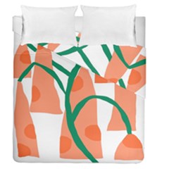 Portraits Plants Carrot Polka Dots Orange Green Duvet Cover Double Side (queen Size) by Mariart