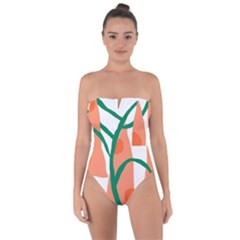 Portraits Plants Carrot Polka Dots Orange Green Tie Back One Piece Swimsuit