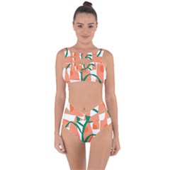 Portraits Plants Carrot Polka Dots Orange Green Bandaged Up Bikini Set  by Mariart