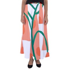 Portraits Plants Carrot Polka Dots Orange Green Flared Maxi Skirt