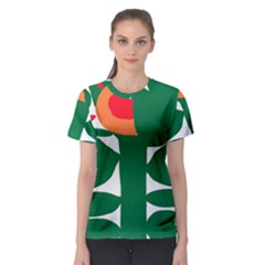 Portraits Plants Sunflower Green Orange Flower Women s Sport Mesh Tee